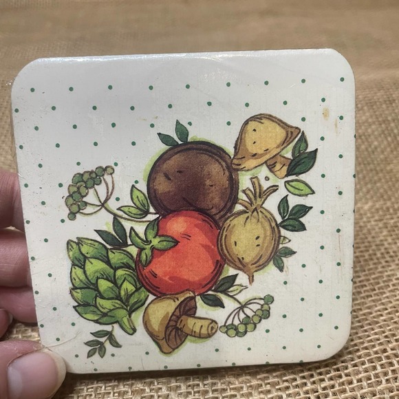 Unknown Other - Vintage Vegetable Cork Backed Coasters Set of 4